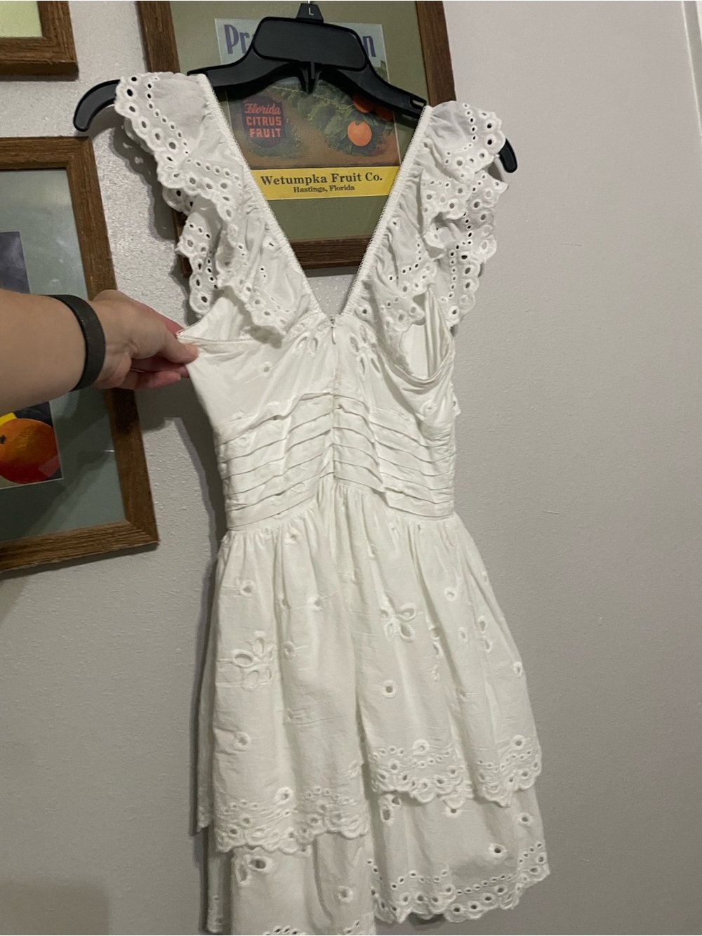 Altar'd State White Eyelet Ruffle Mini Dress - Picture 2 of 4